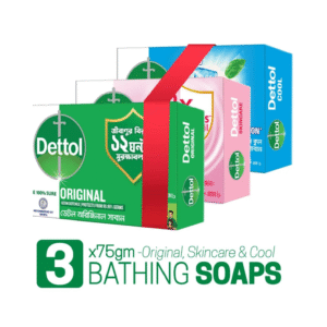 Dettol Soap Family Pack of 3 Variants (75gm X 3)- Original, Skincare, Cool Bathing Bar Soaps